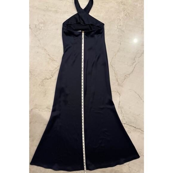 BHLDN Ruby Gown Sz 4 Women’s Navy Dress Twist Halter Satin Backless - Picture 8 of 11